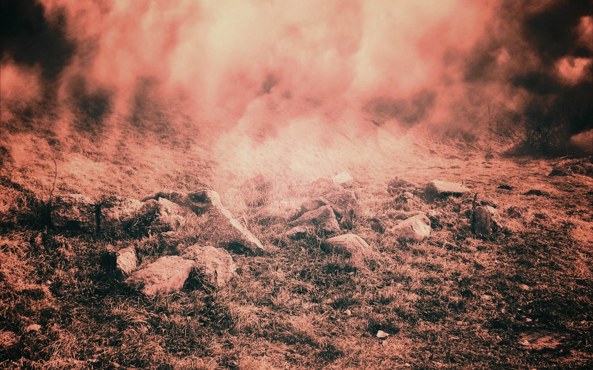 Камни под туманом обои