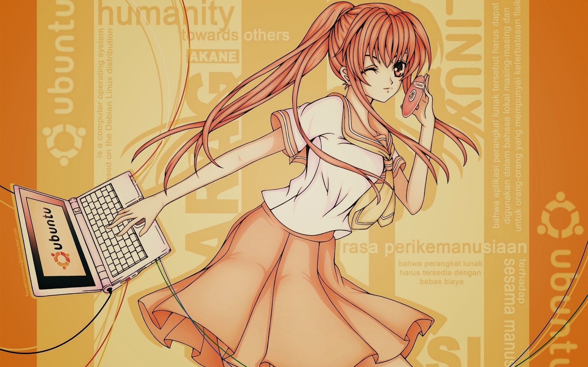 Ubuntu  в аниме обои