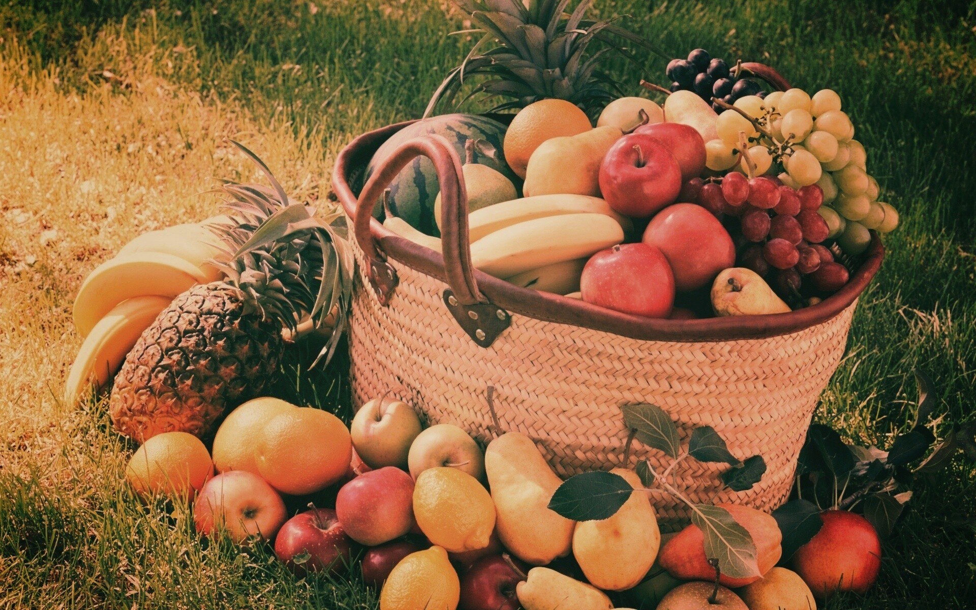 Корзина с фруктами обои