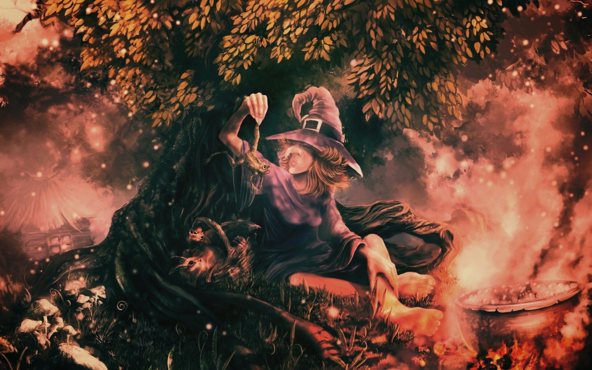 Ведьма варит зелье обои