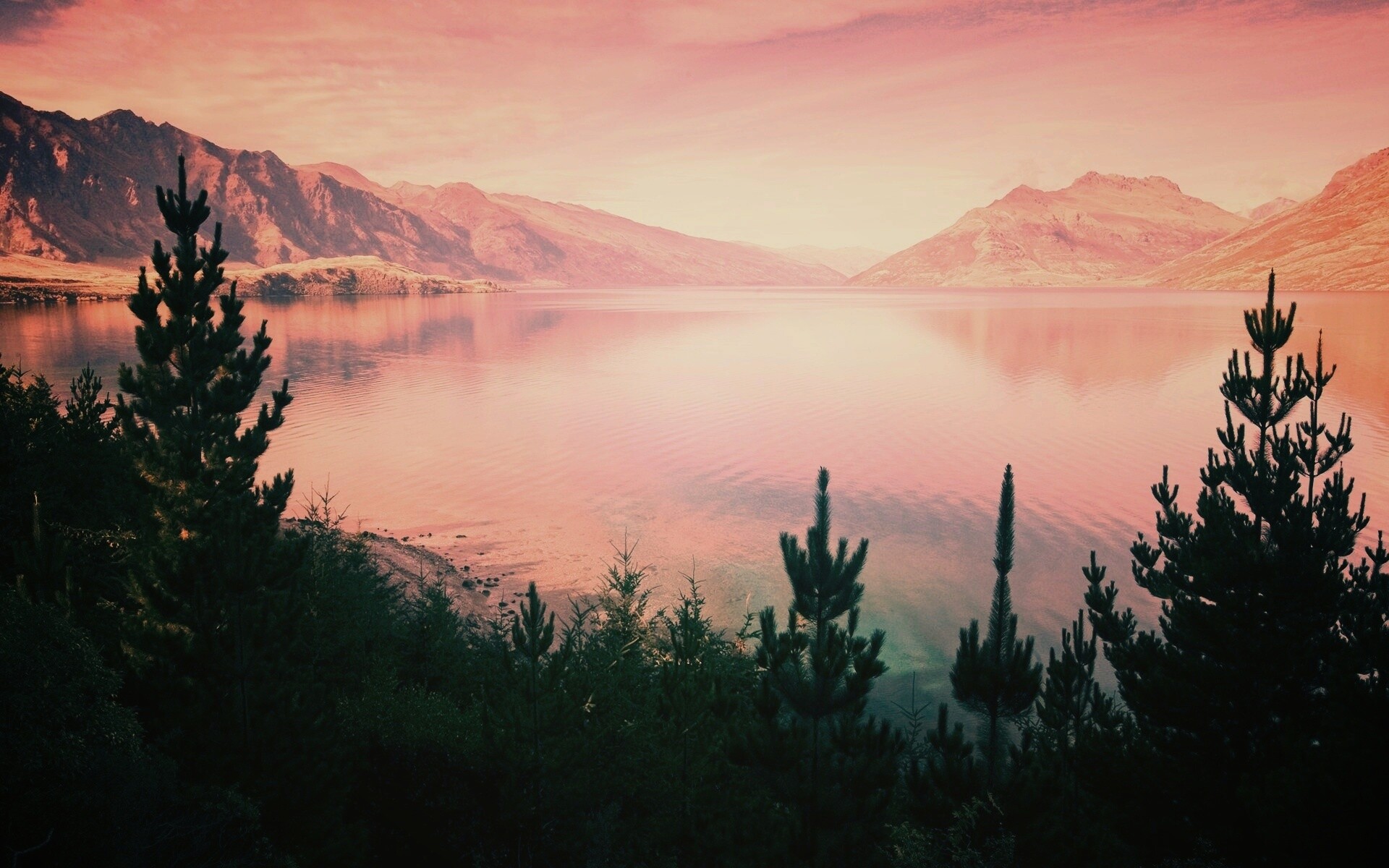 Безмятежное озеро в Новой Зеландии обои