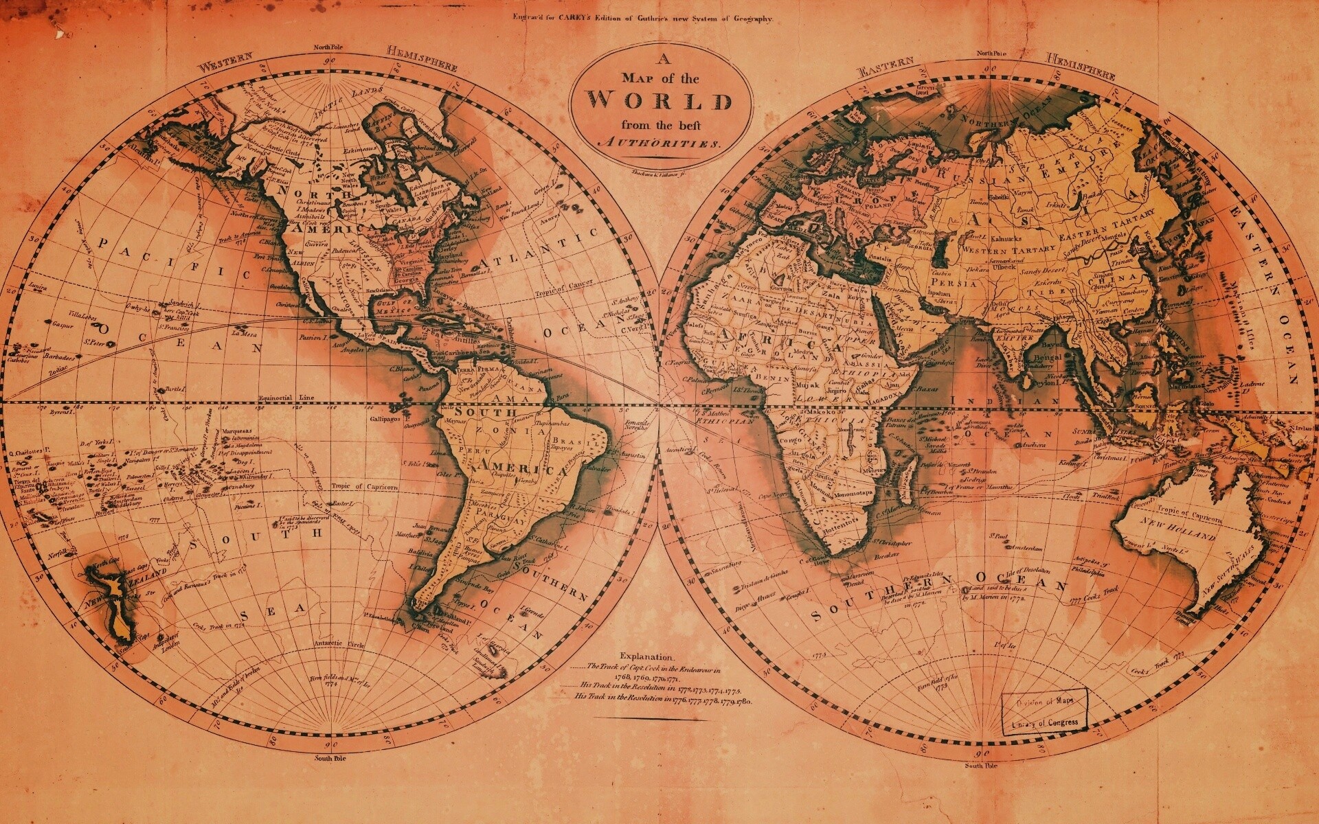 Старинная карта мира обои