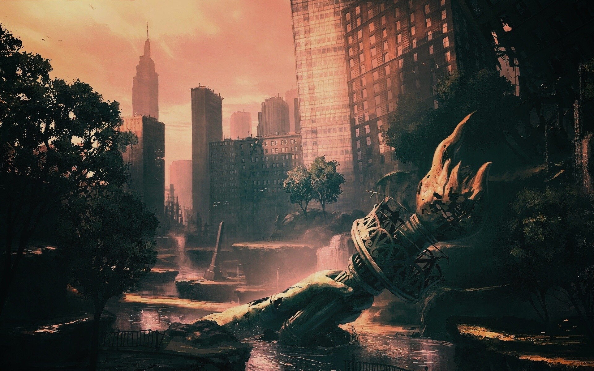 Руины статуи свободы обои