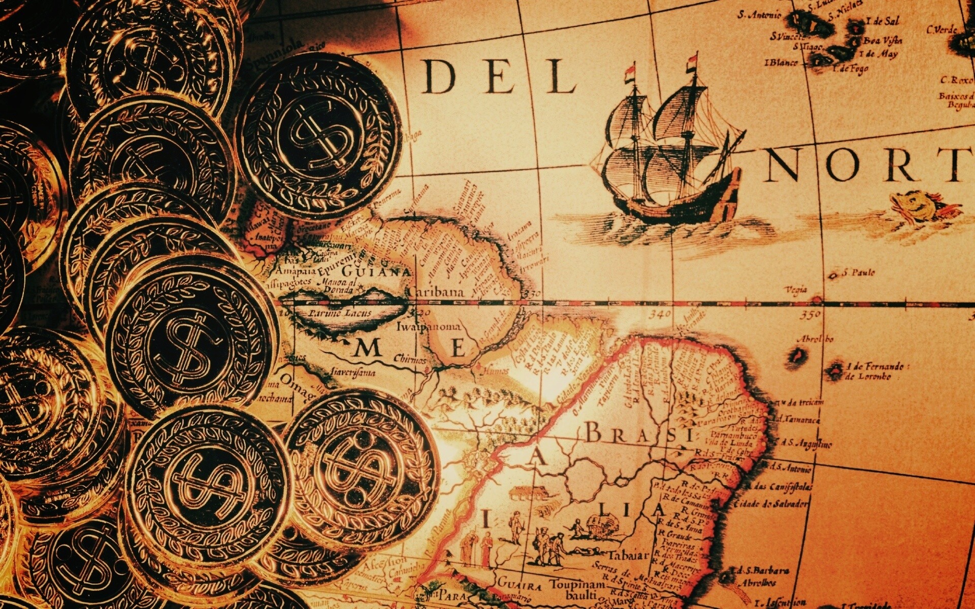 Деньги и карта сокровищ обои