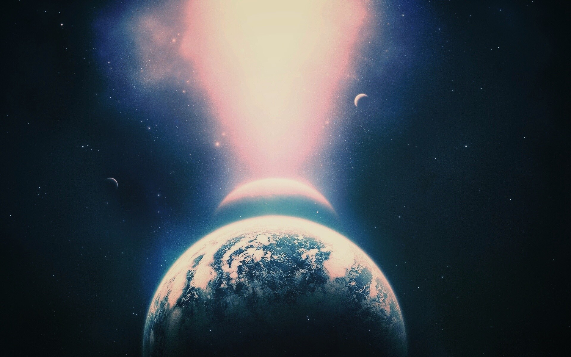 Свет звезды падает на планету обои