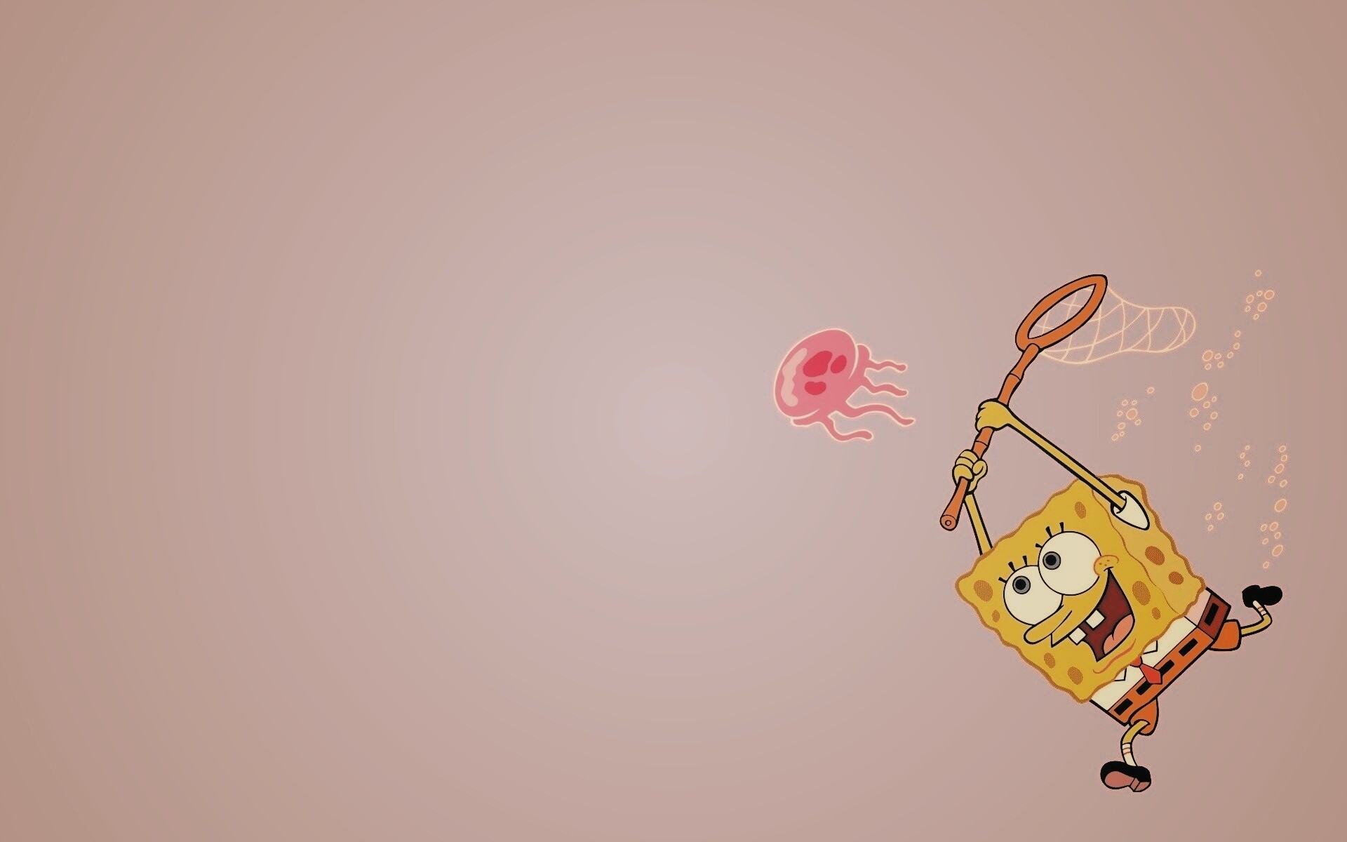 Губка Боб гонится за медузой обои