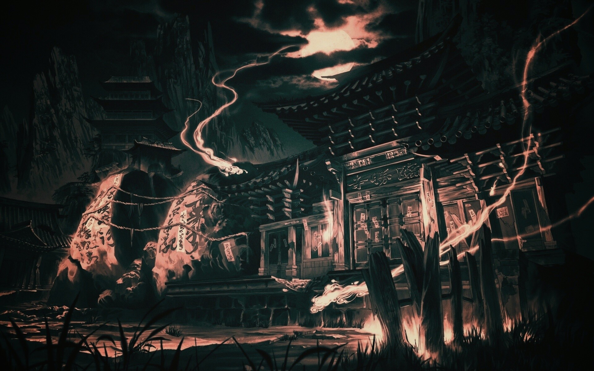 Вход в китайский храм обои