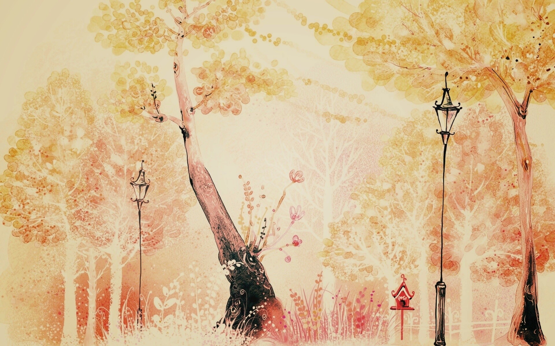 Фонари в парке обои