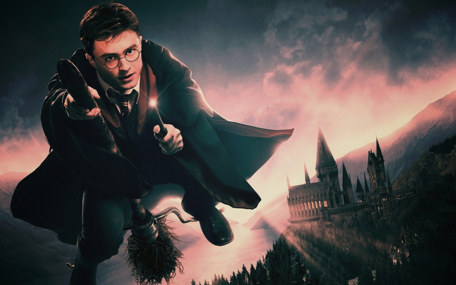 Гарри Поттер на метле обои