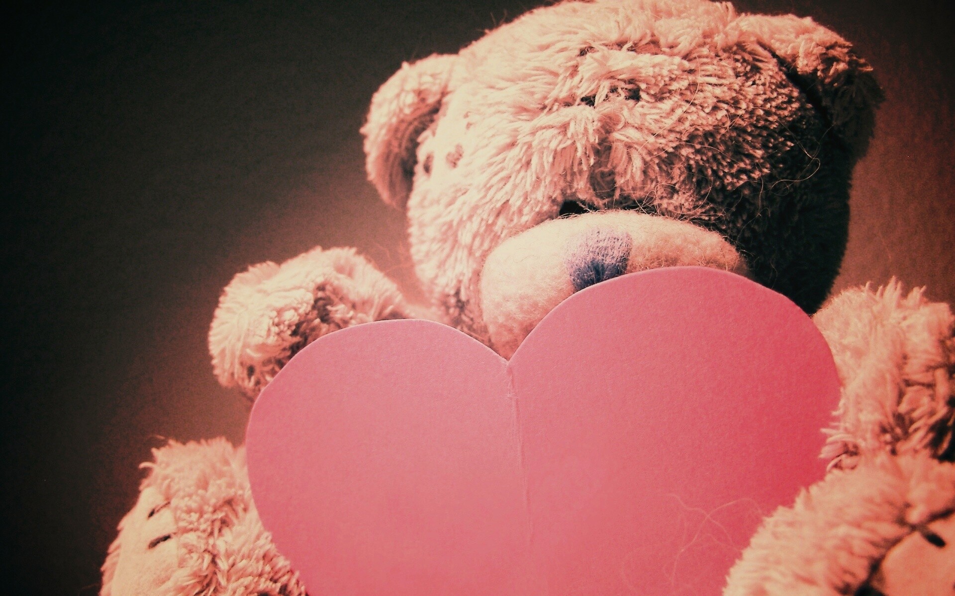 Мишка с сердцечком обои