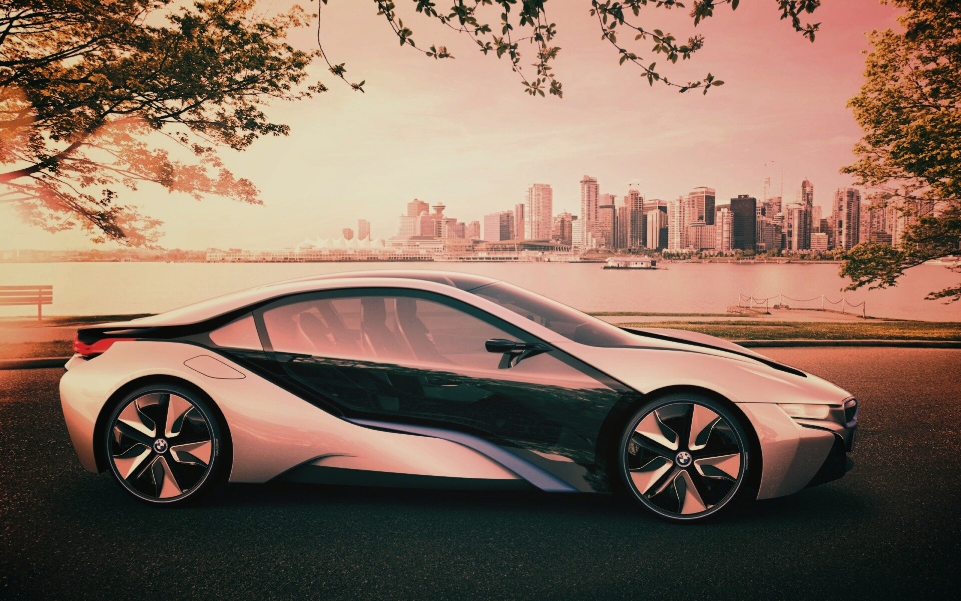 Концепт БМВ на берегу озера обои