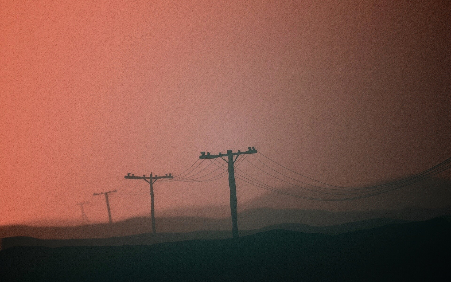 Столбы в тумане обои