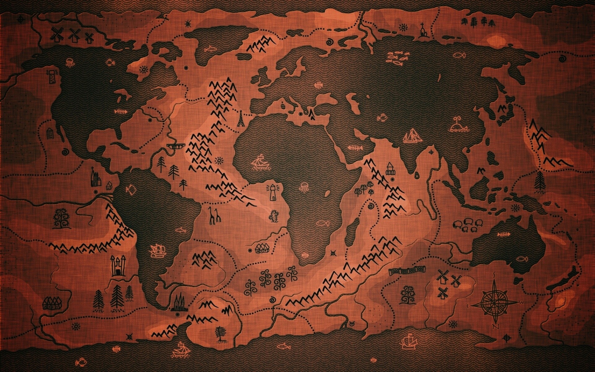 Карта мира наоборот обои