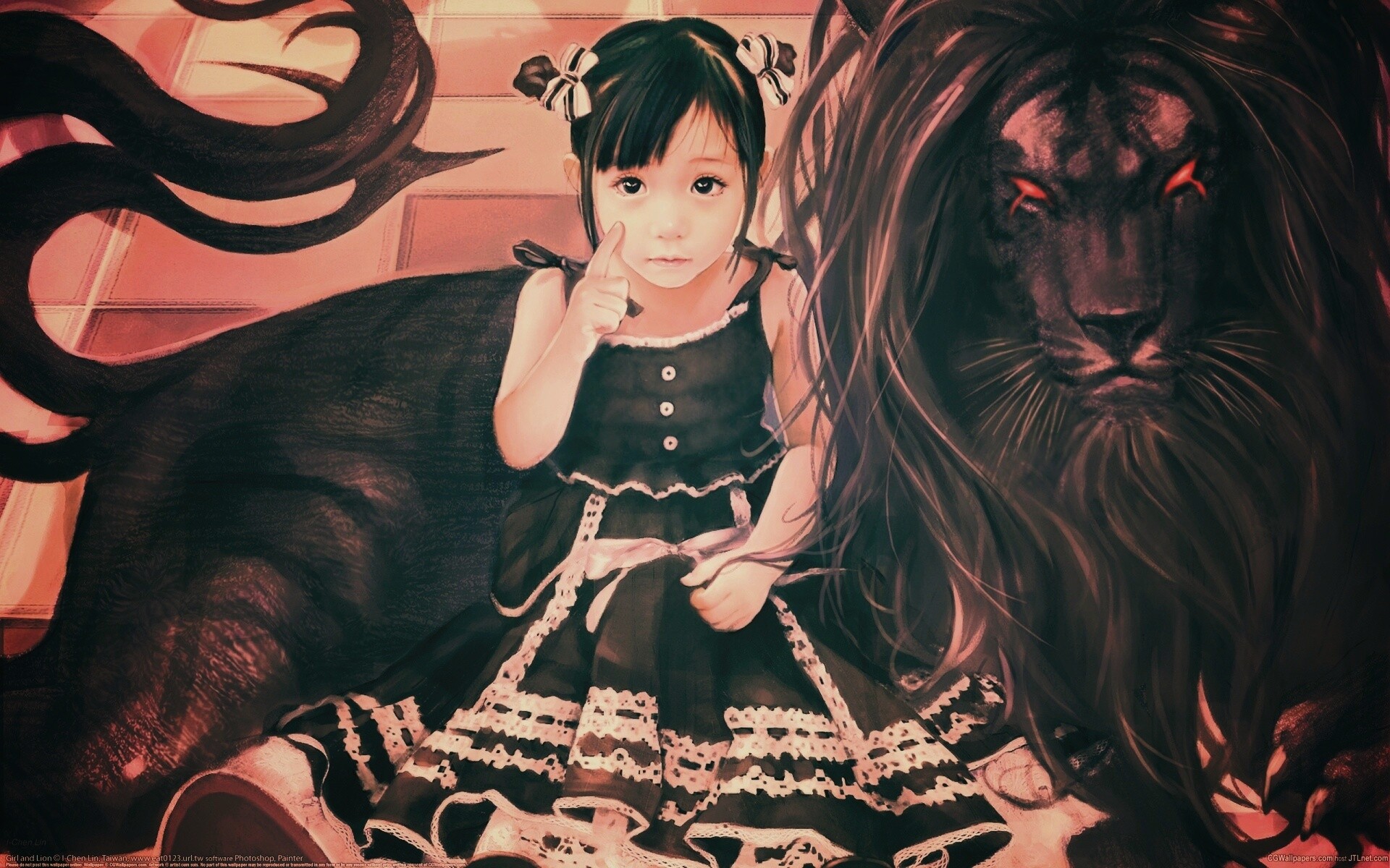 Тёмный лев обои