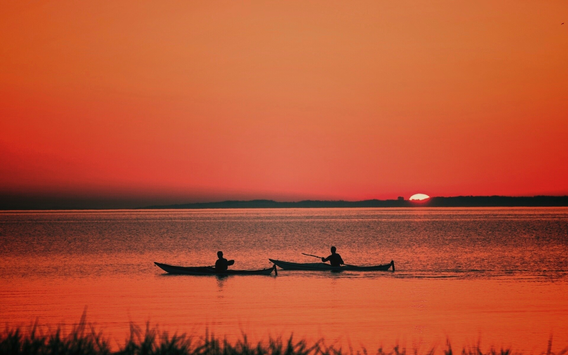 Рыбаки на лодках обои