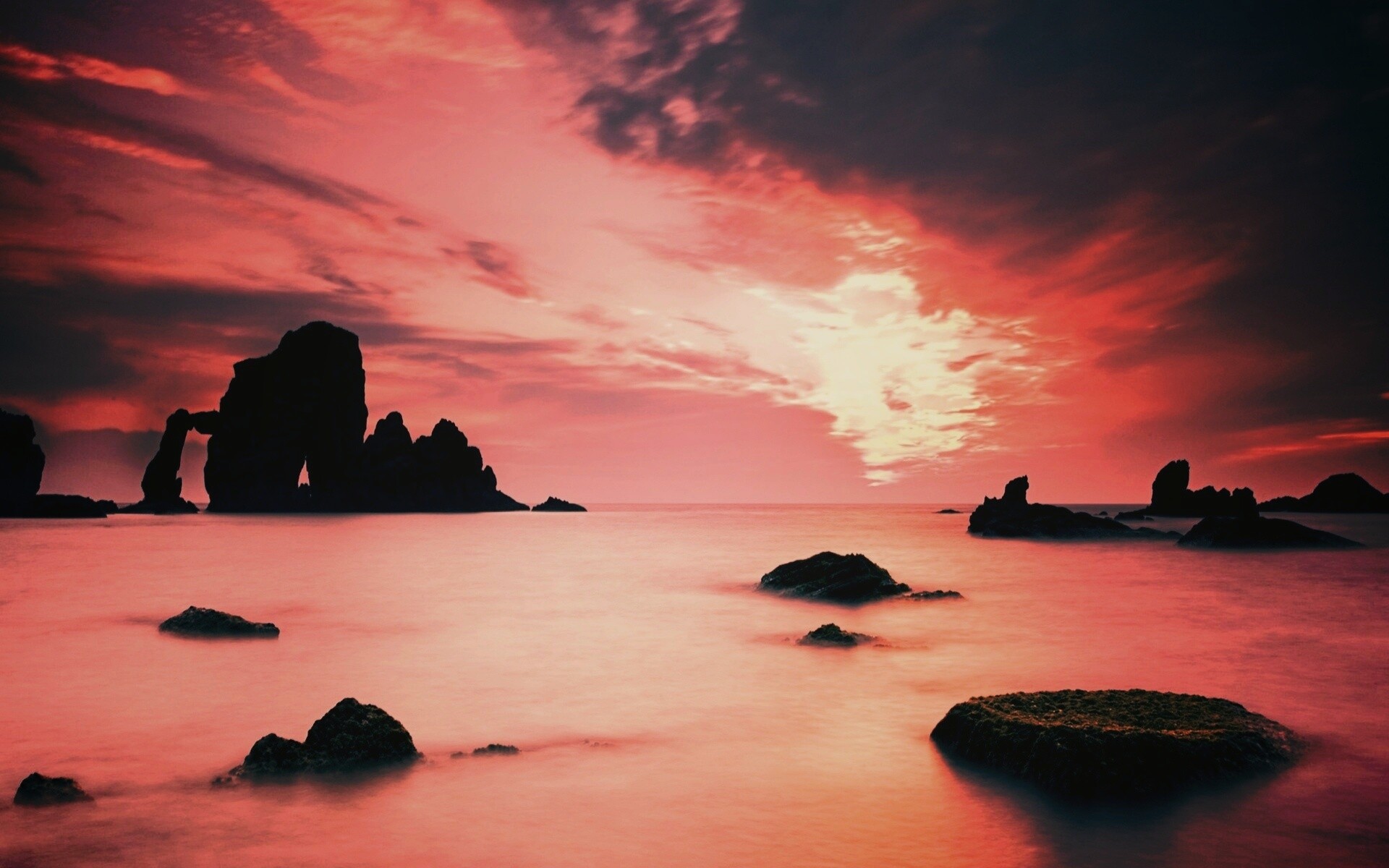 Закат на море обои