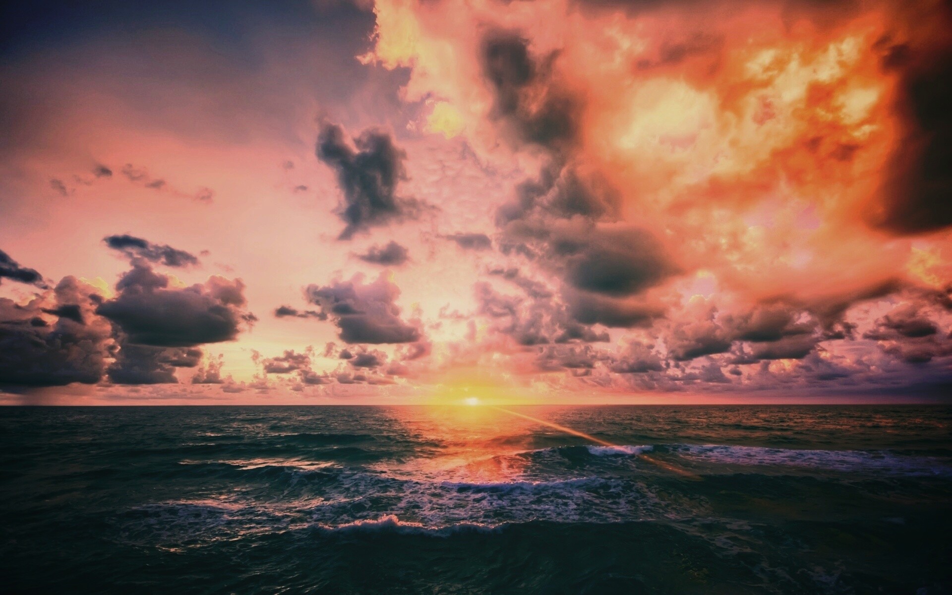 Закат на море обои