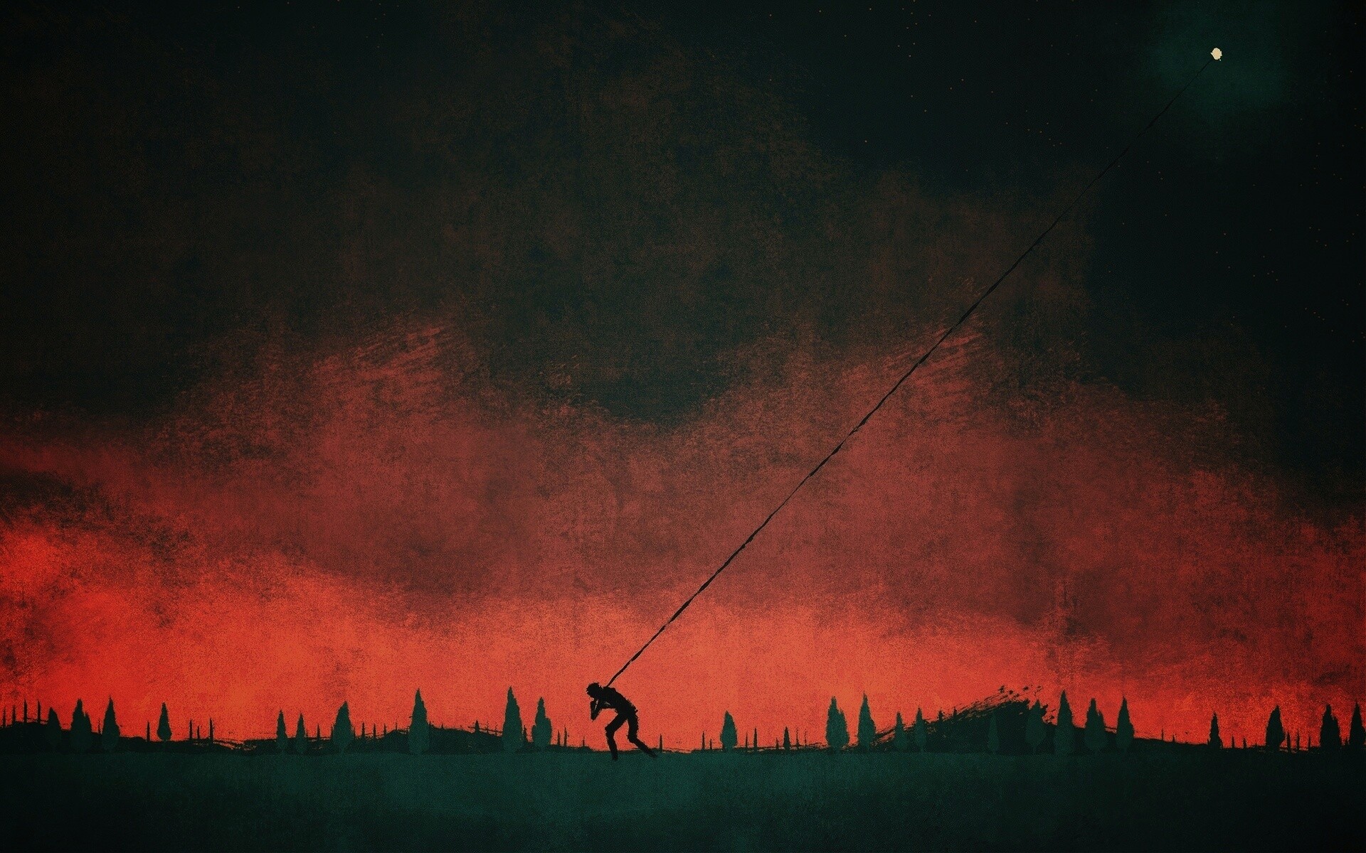 Человек тянущий звезду обои