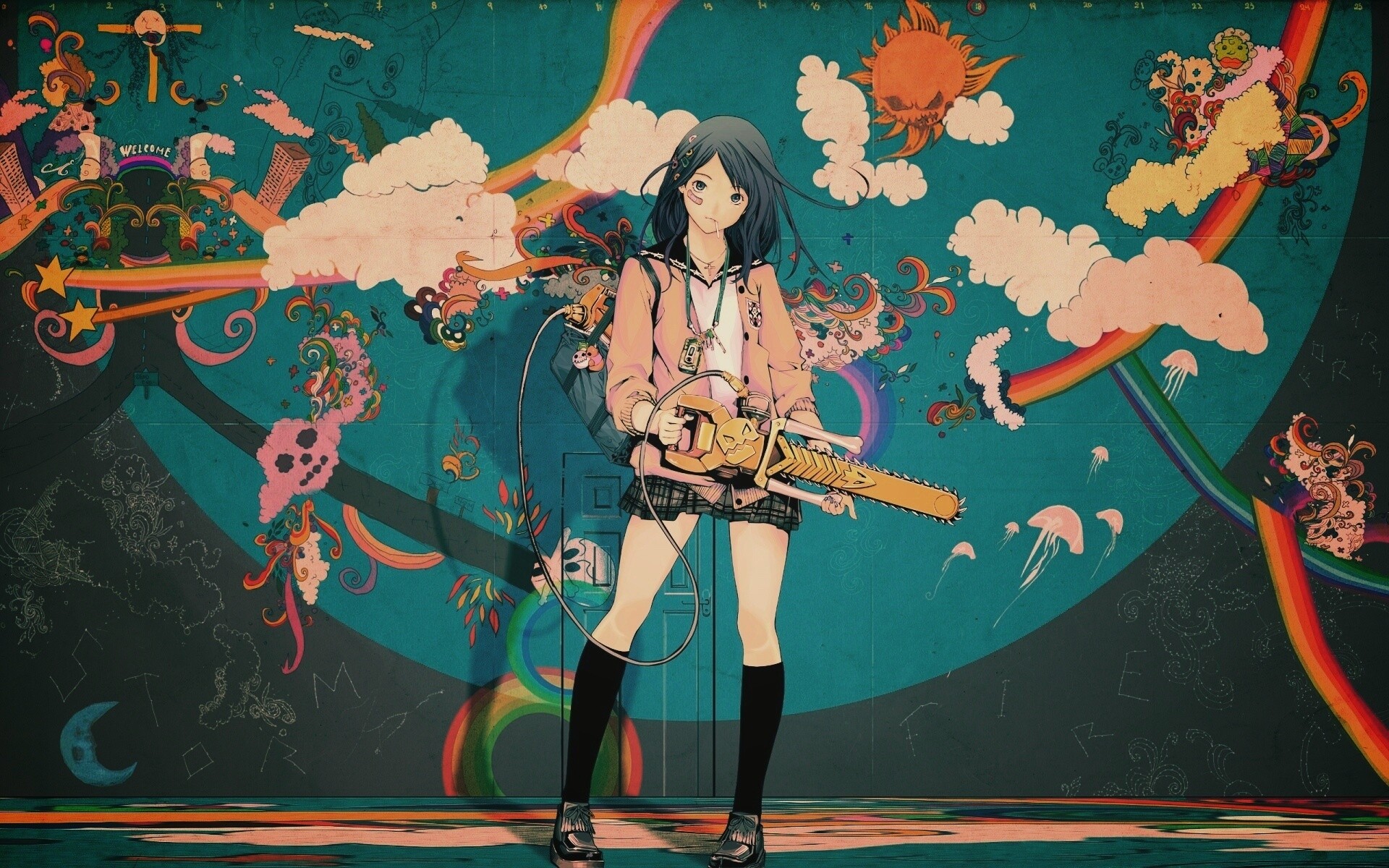 Девушка с бензопилой обои