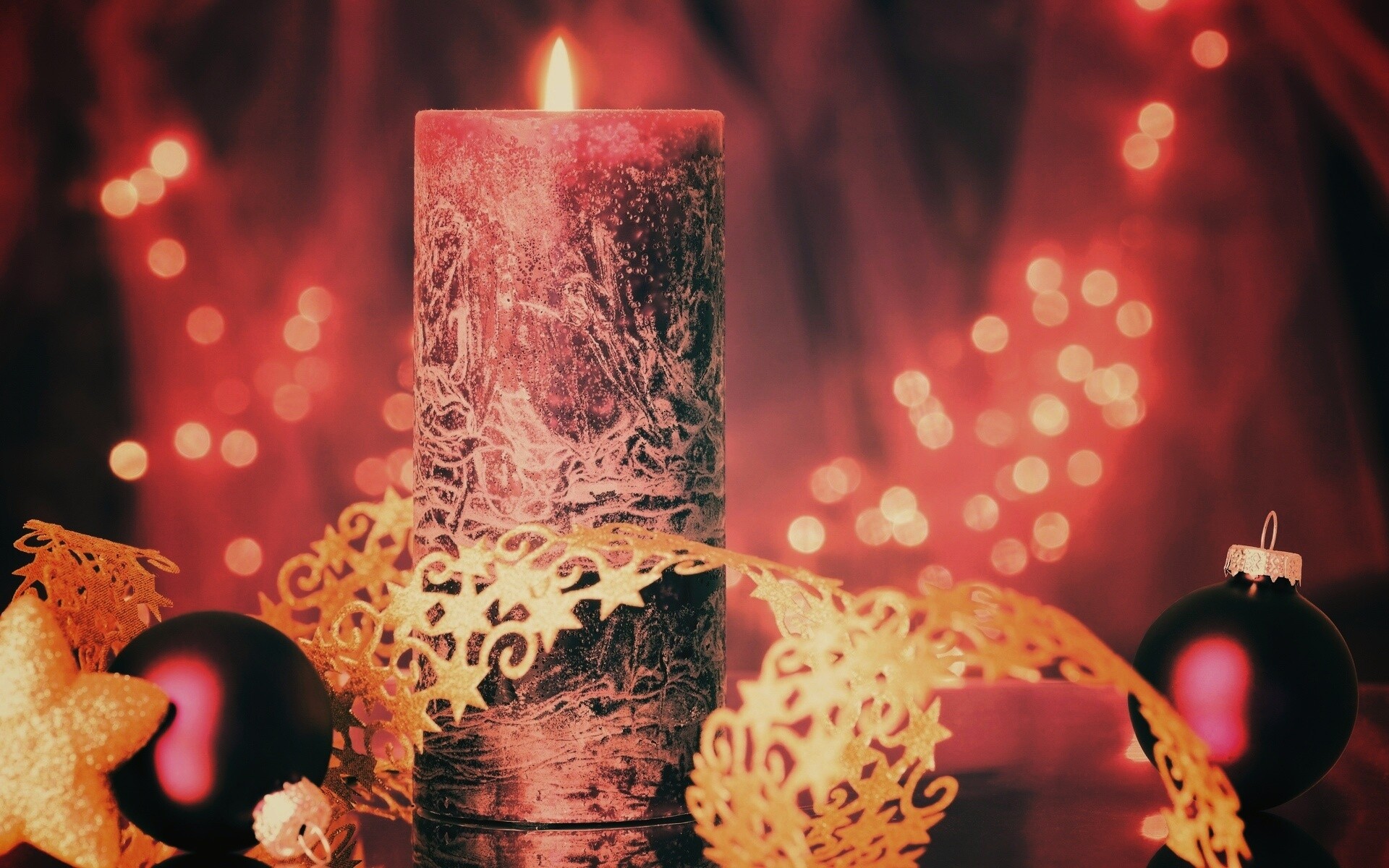 Новогодняя свеча обои