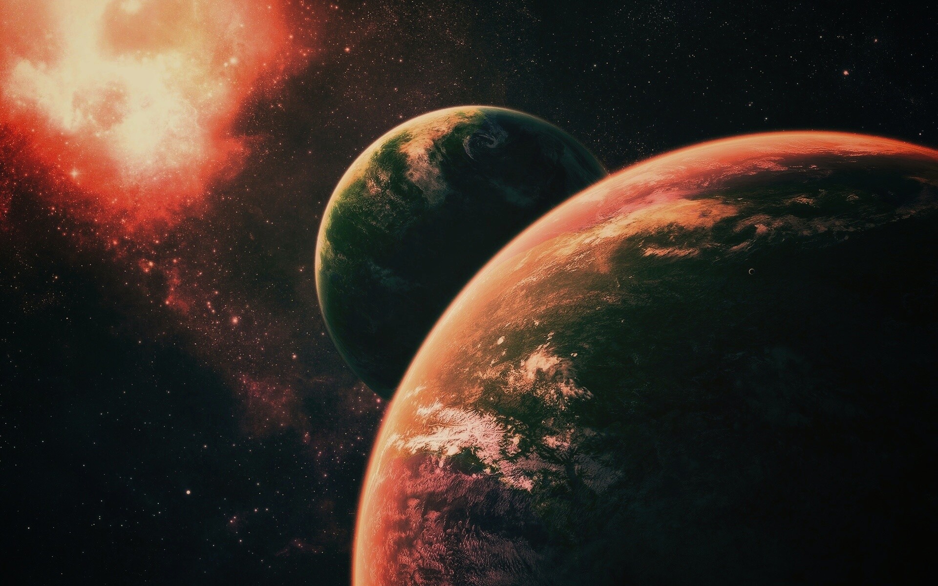 Две планеты в космосе обои