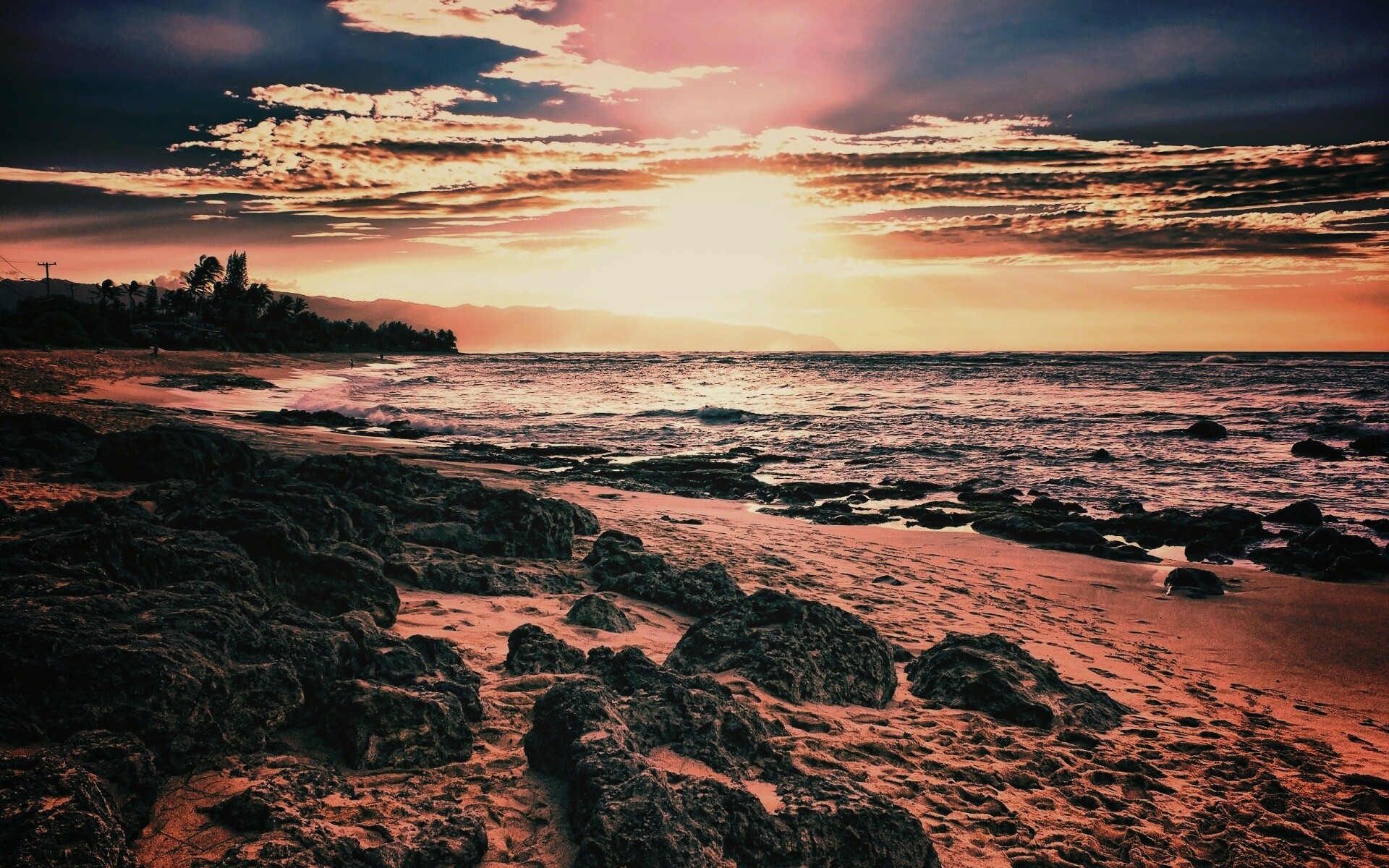 Закат на море обои