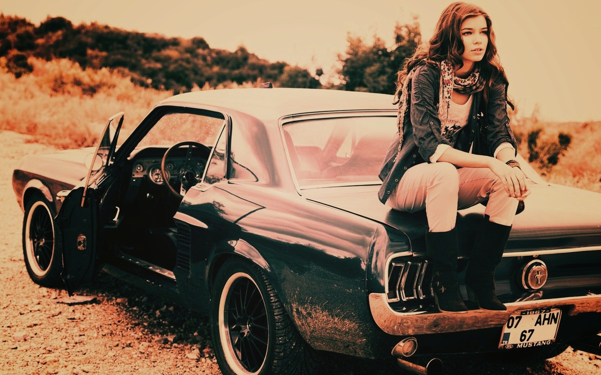 Девушка на мустанге обои