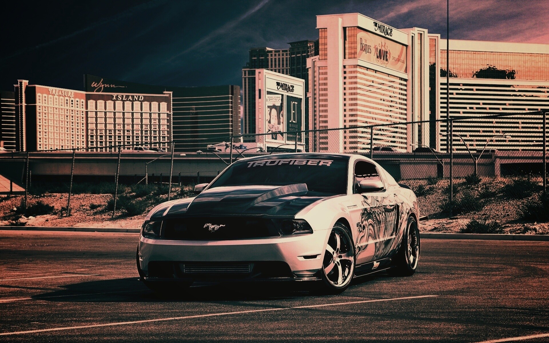 Мустанг на парковке обои