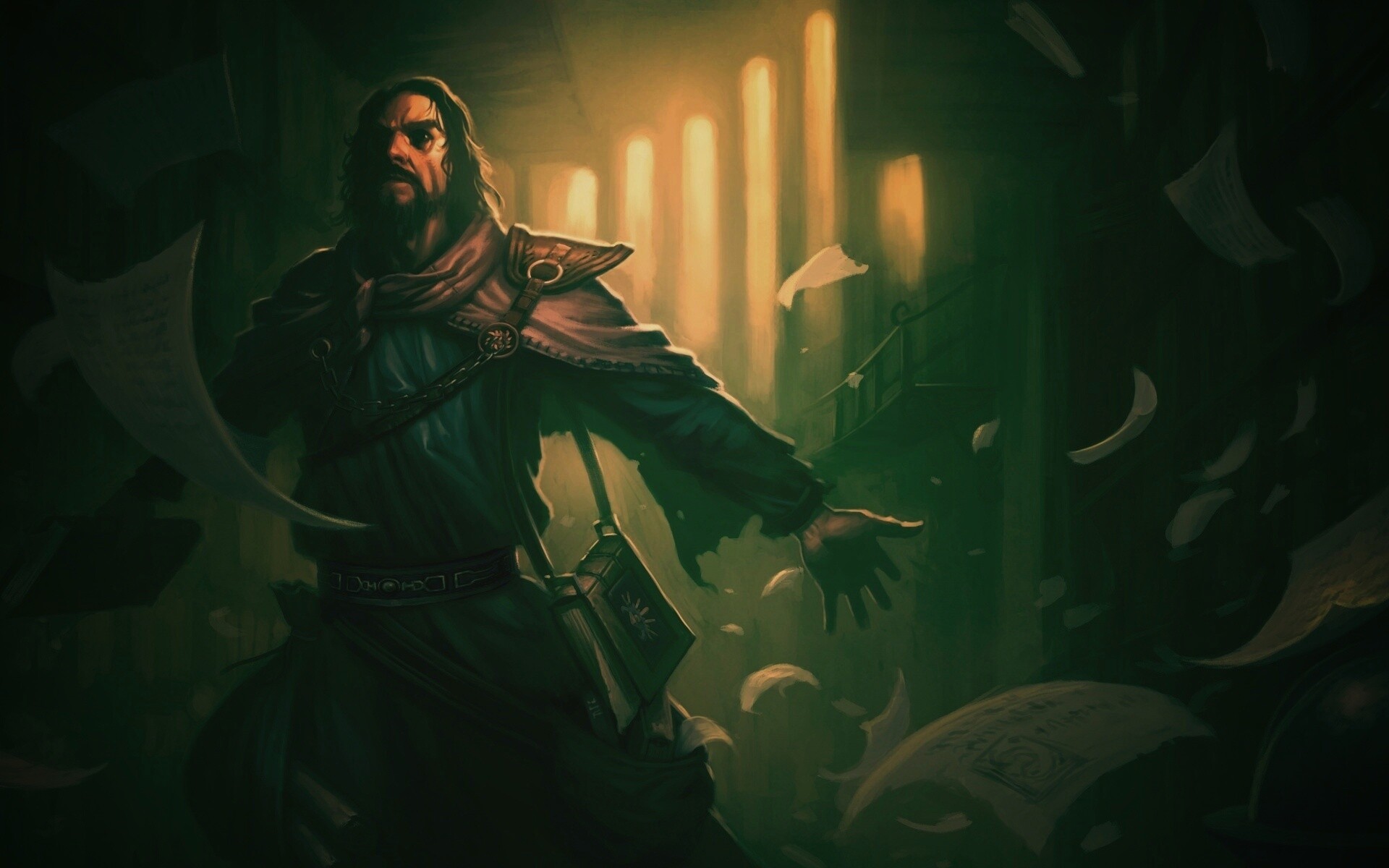 Маг в библиотеке обои