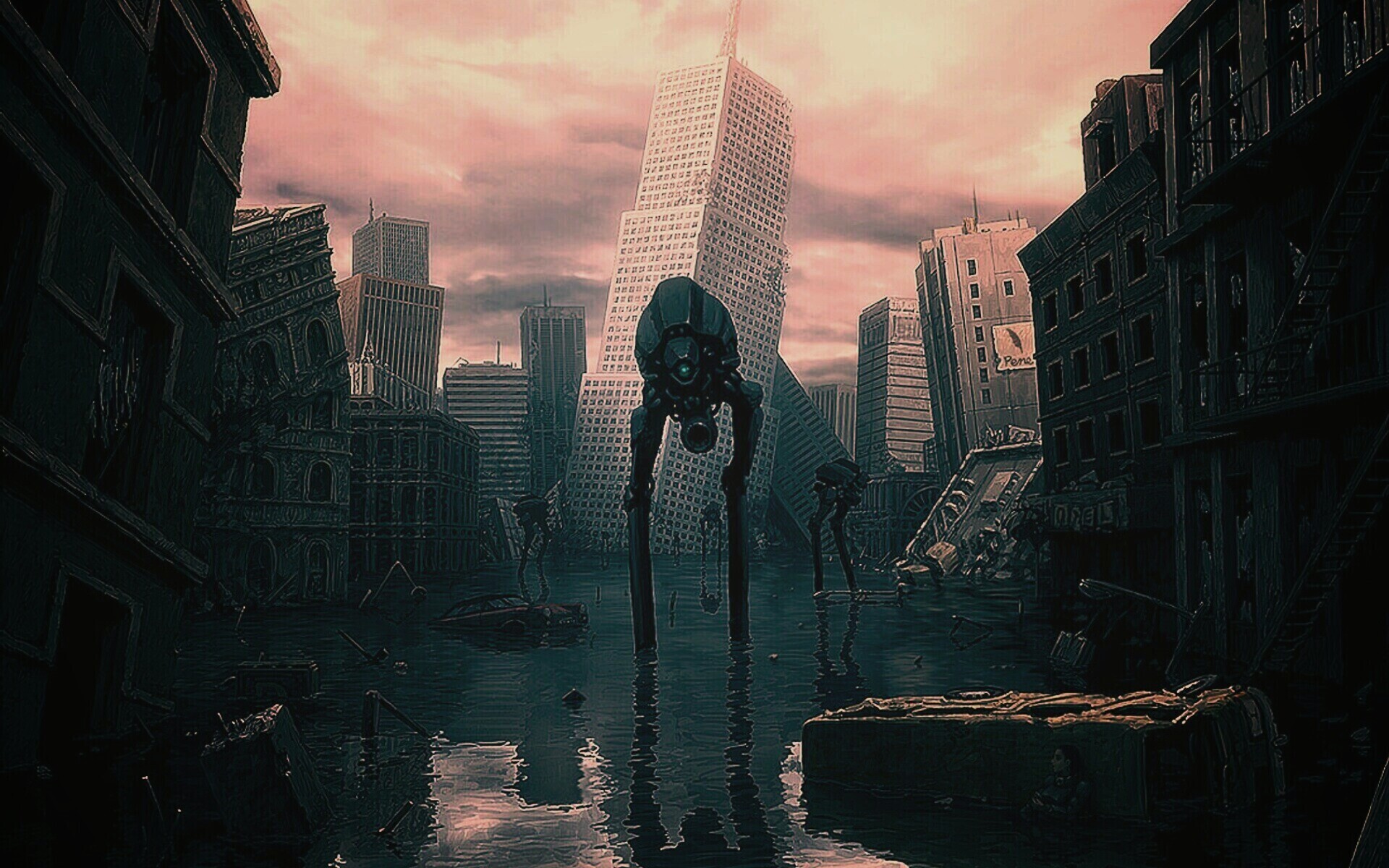 Постапокалиптический город обои