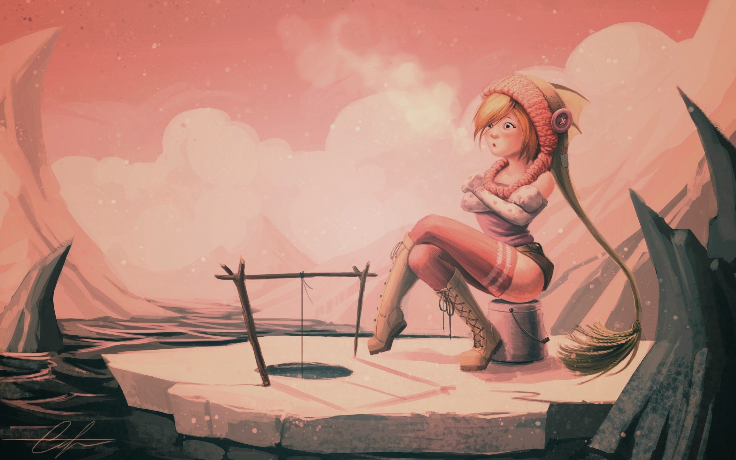 Тяготы зимней рыбалки обои