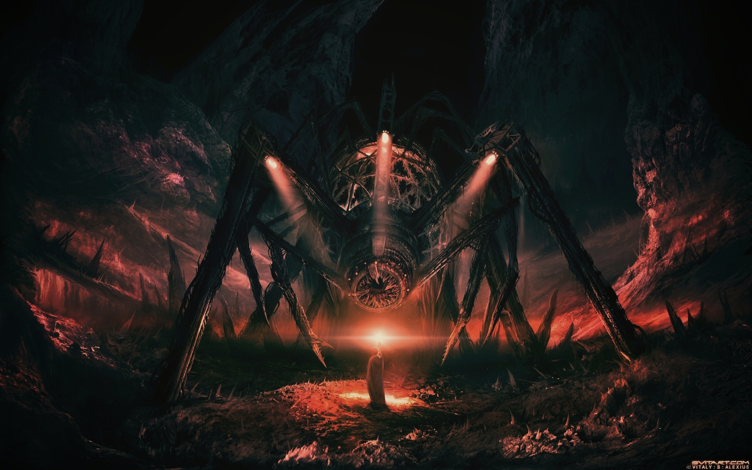 Свет против механического монстра обои