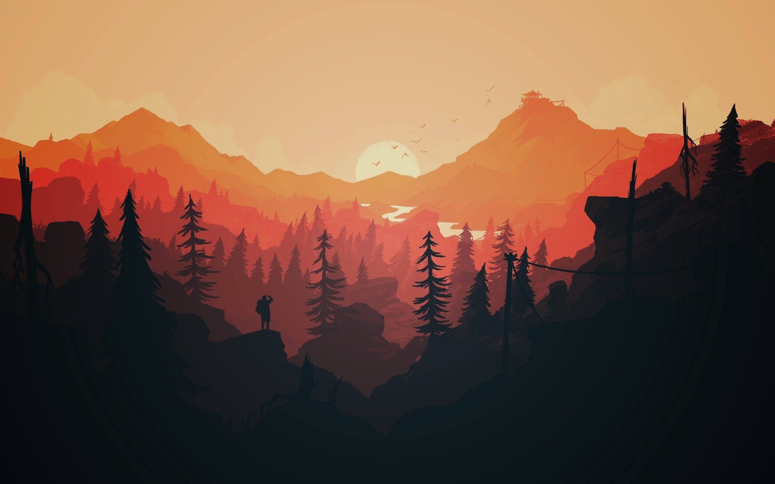 Красный Firewatch обои