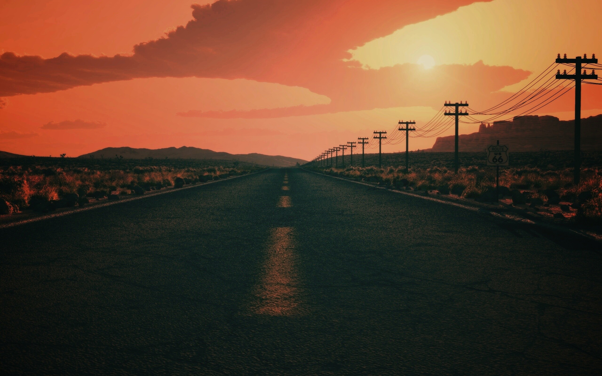 Дорога в пустыне обои