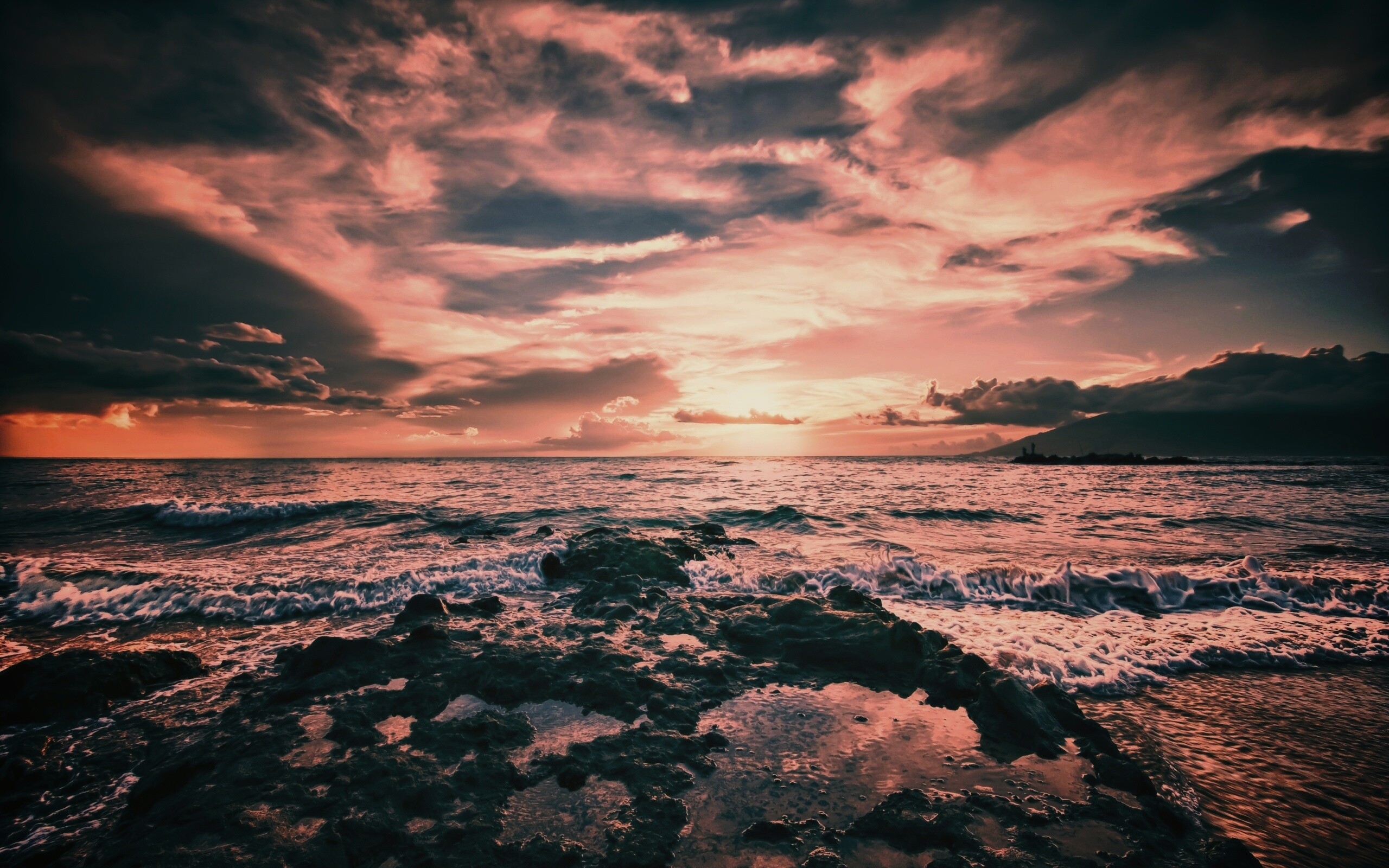 Закат на море обои