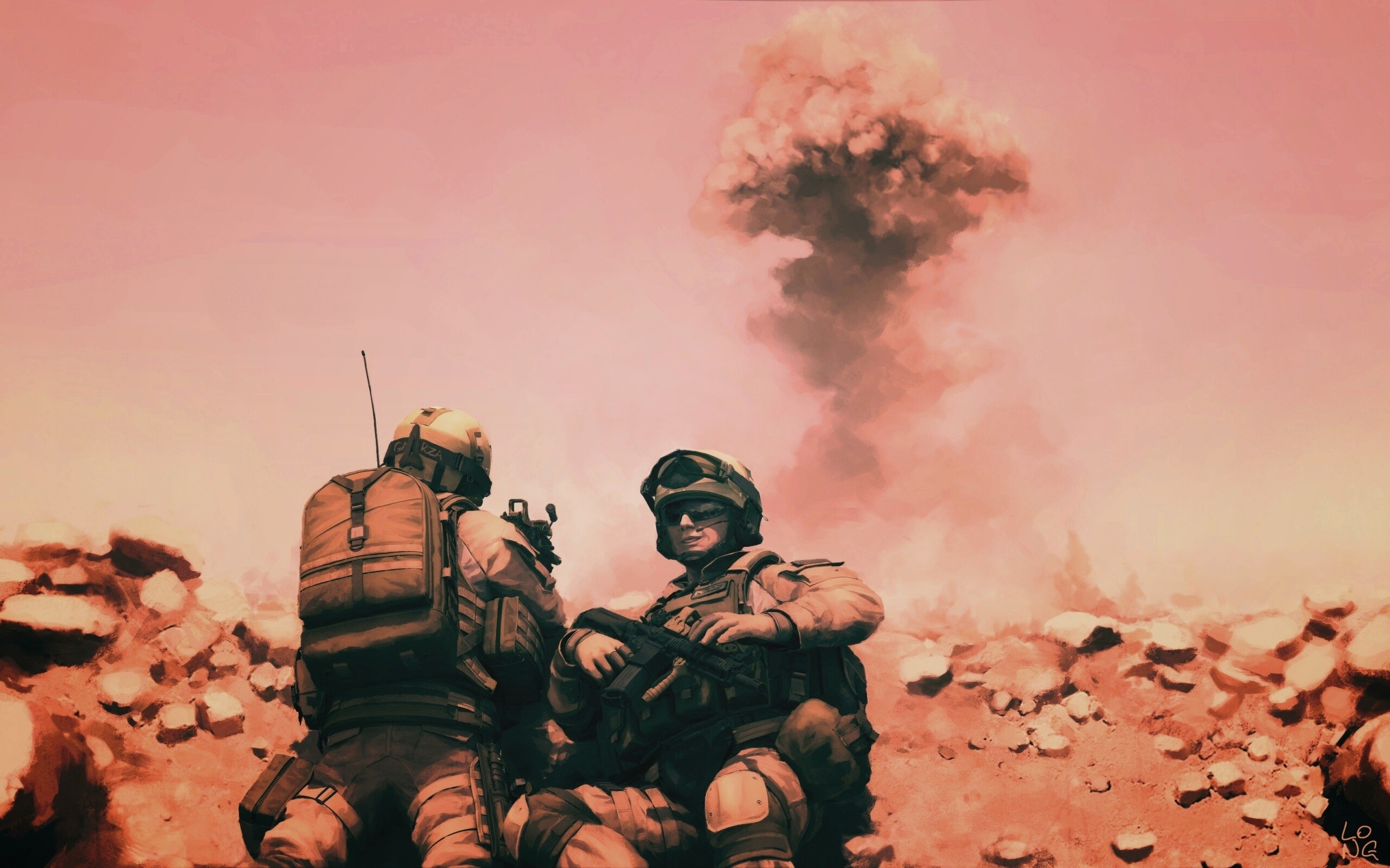 Солдаты в пустыне обои