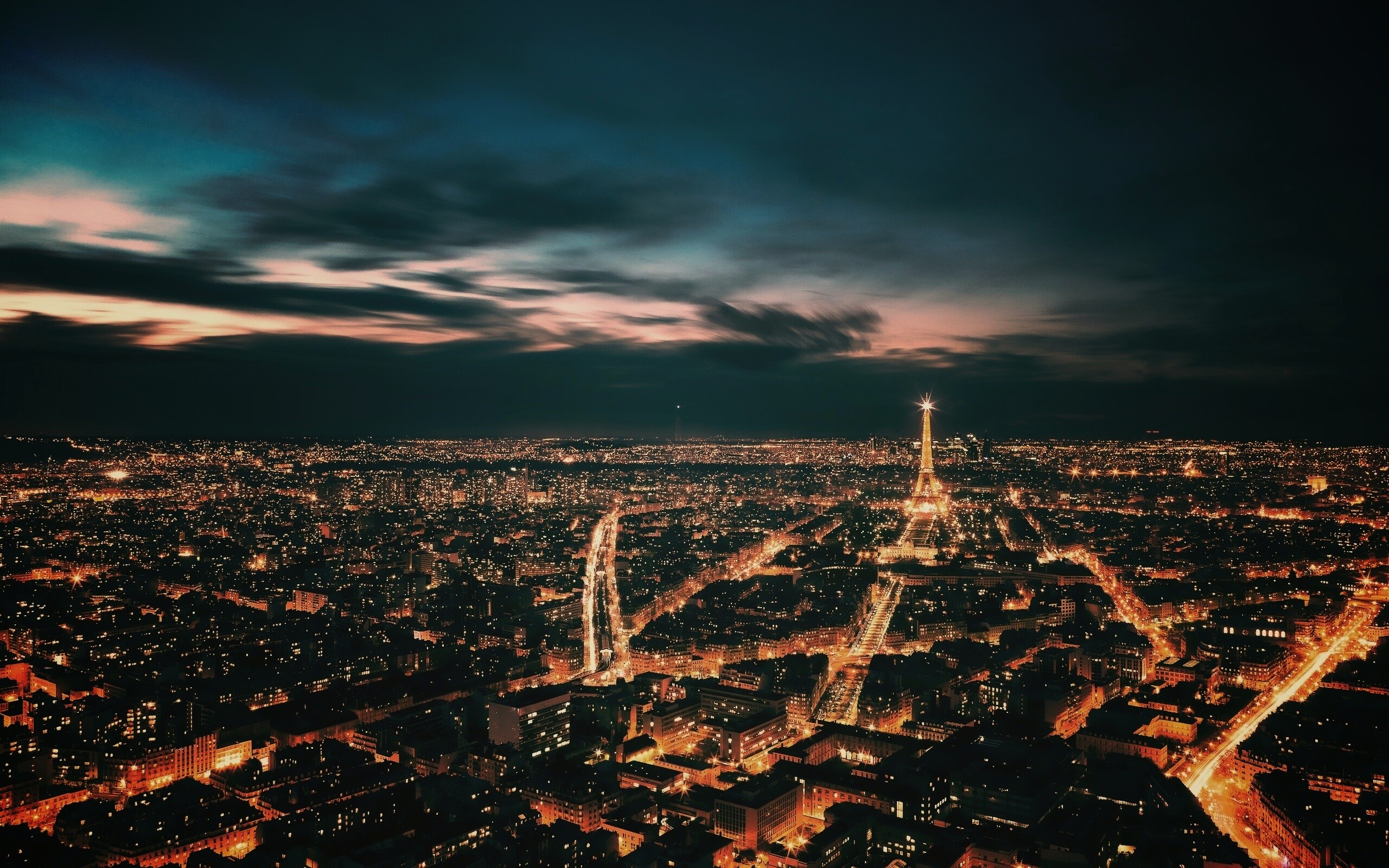 Вид на ночной Париж обои