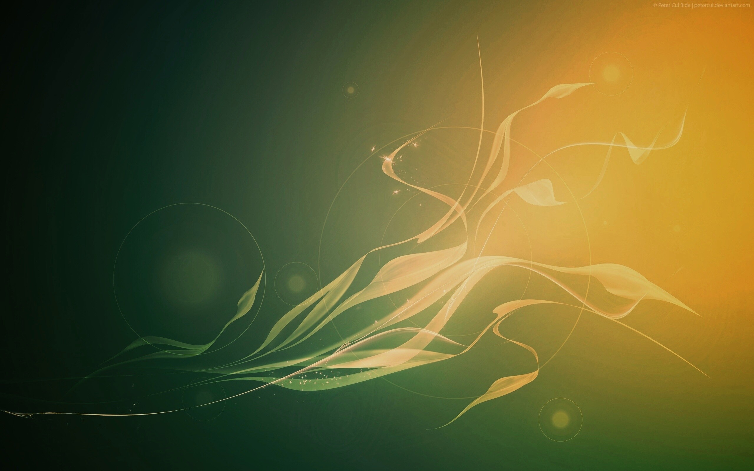 Зеленые абстрактные лепестки обои