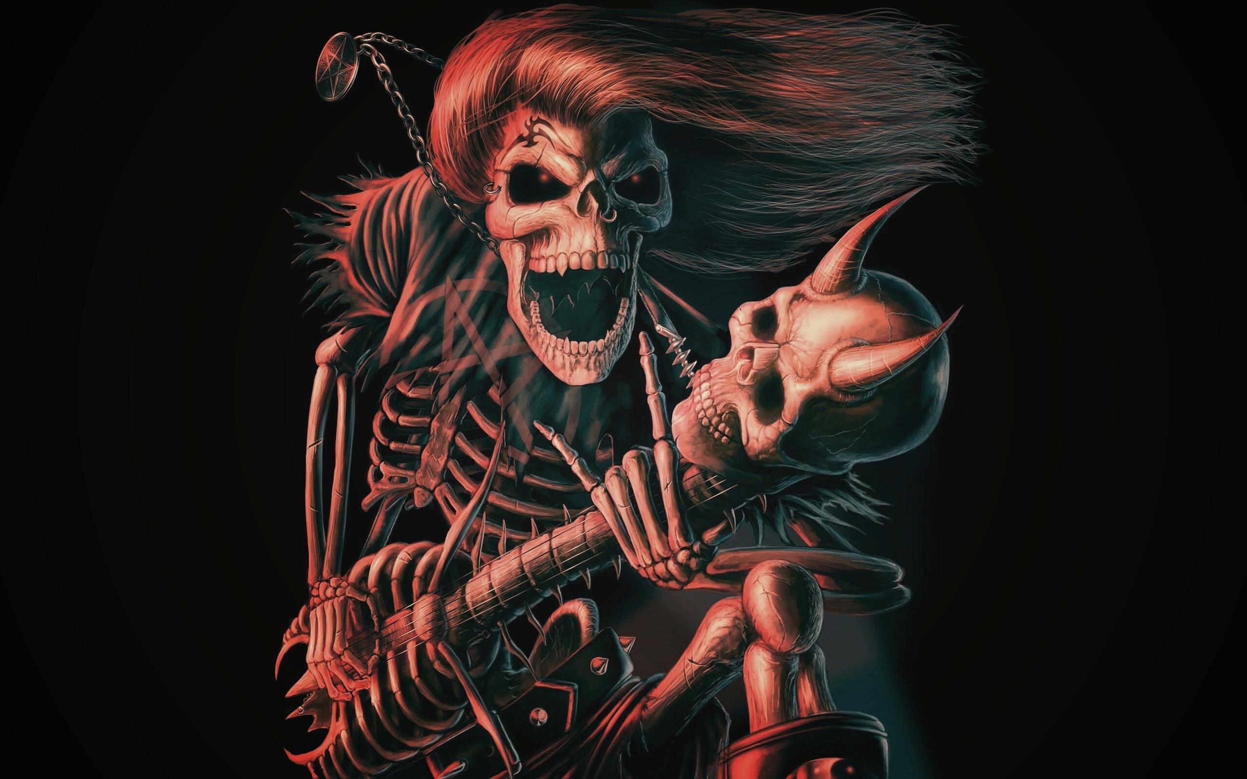 Скелет играет на скелет-гитары обои