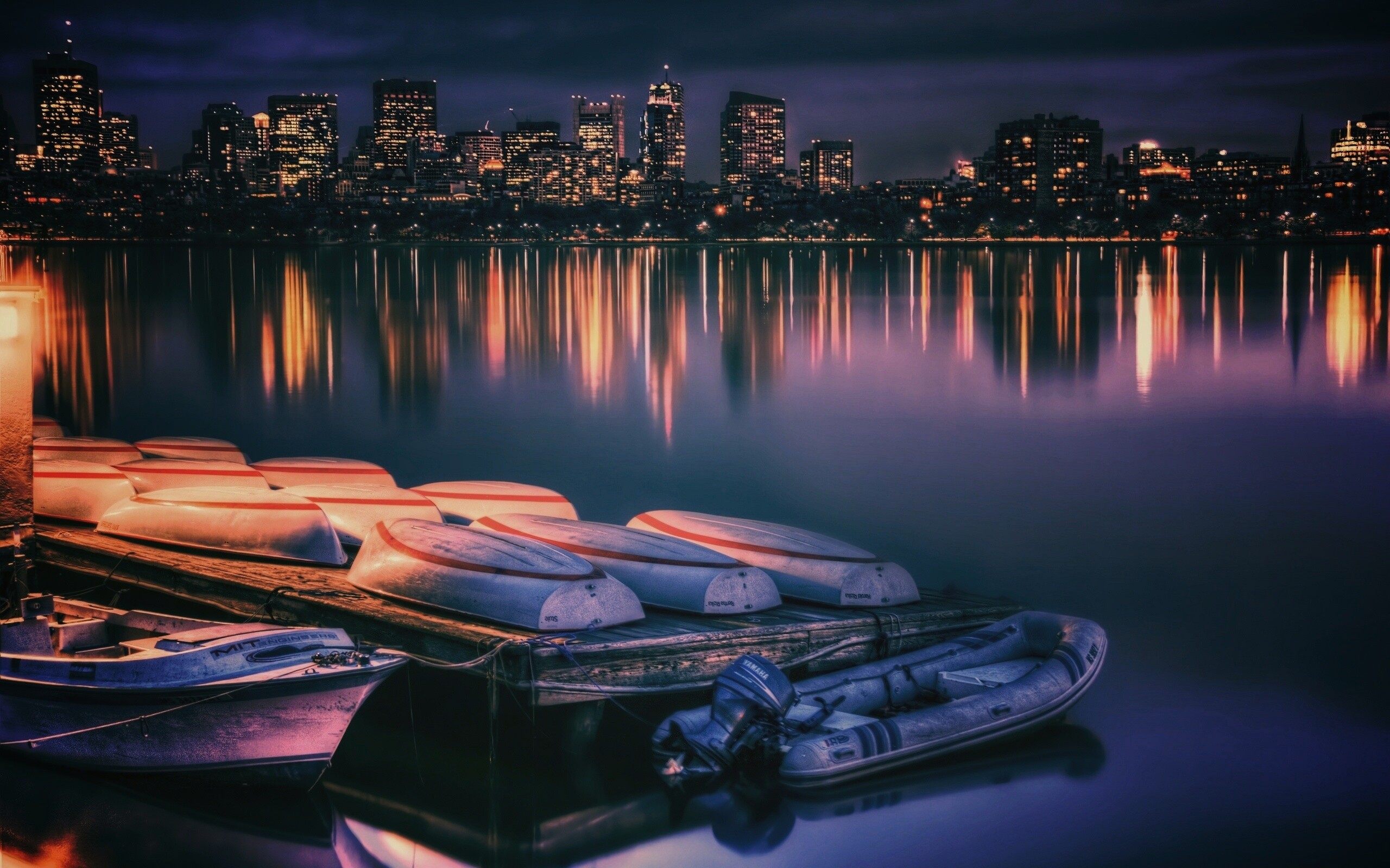 Ночной Бостон обои