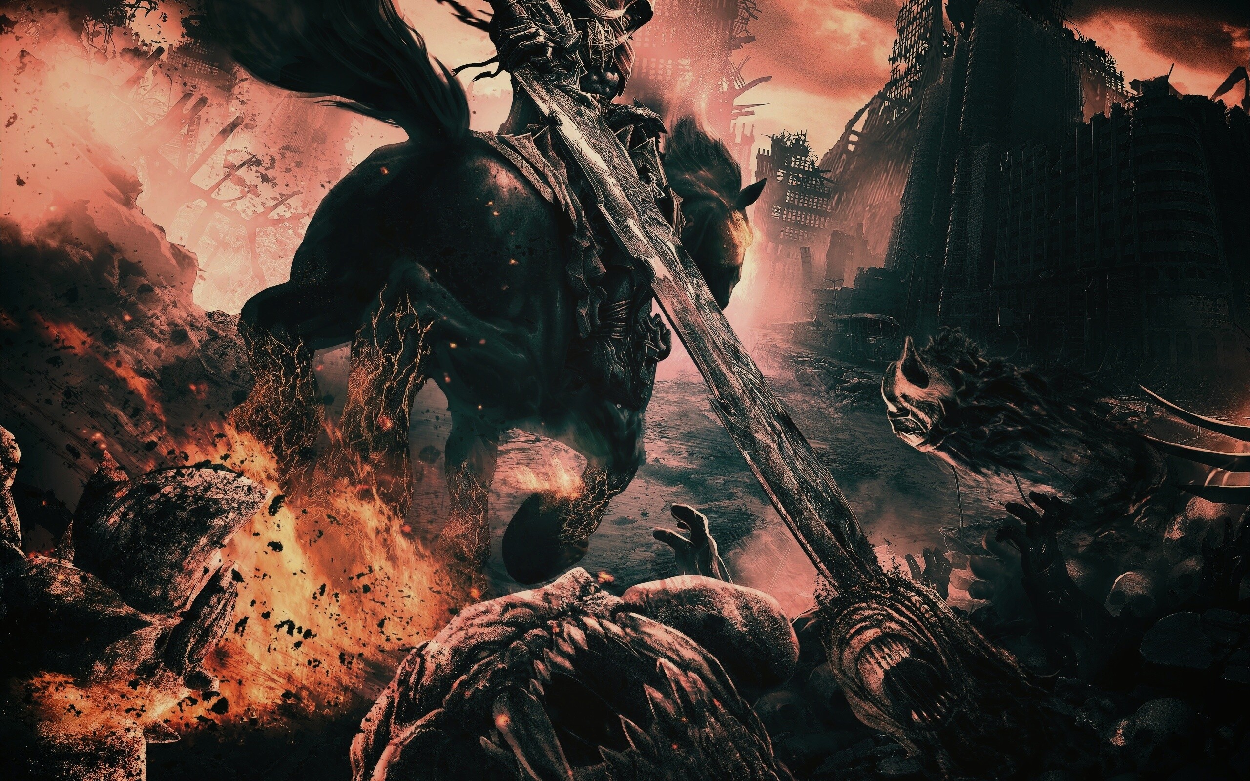 Темный рыцарь на демоническом коне обои