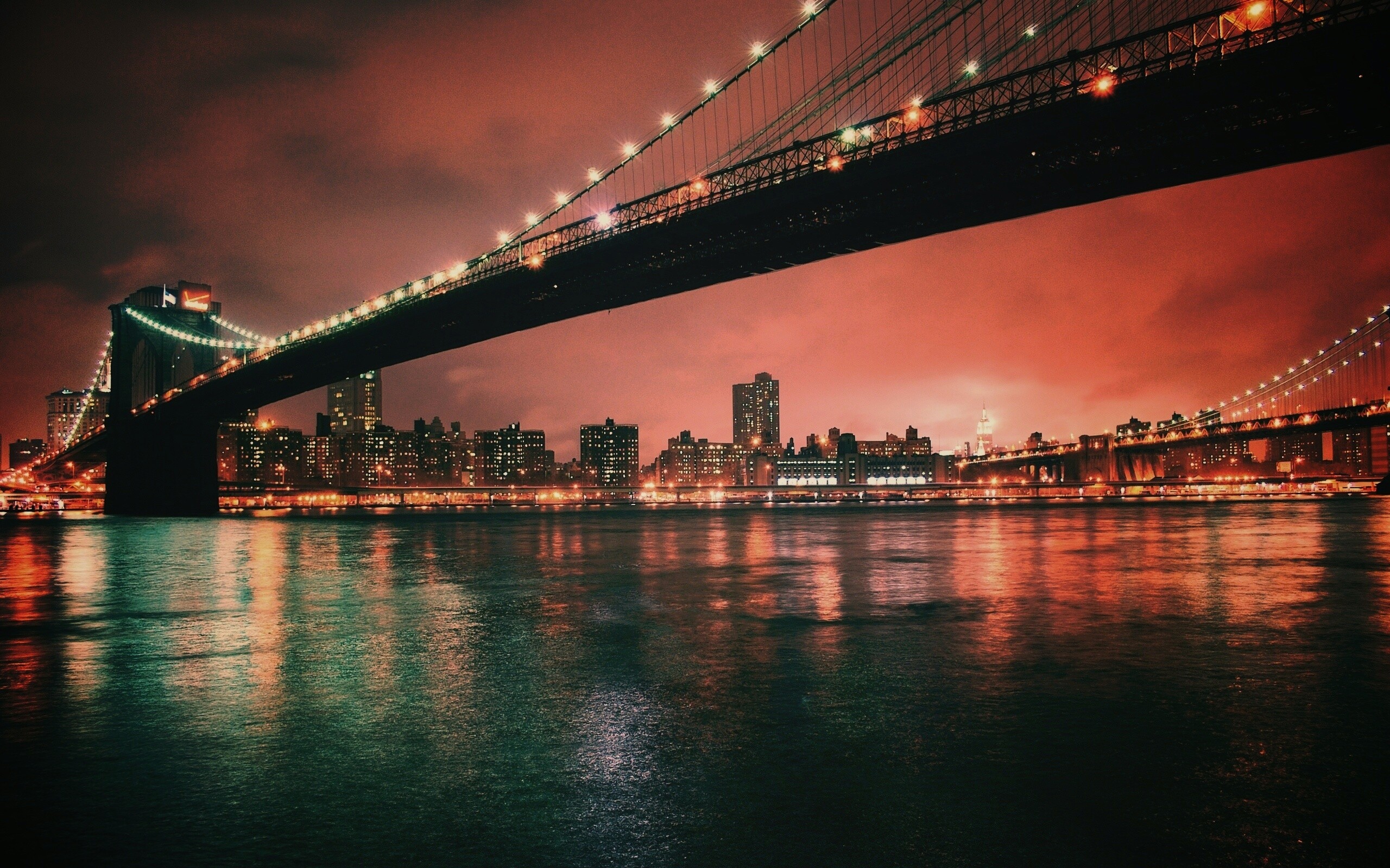 Мост в огнях обои