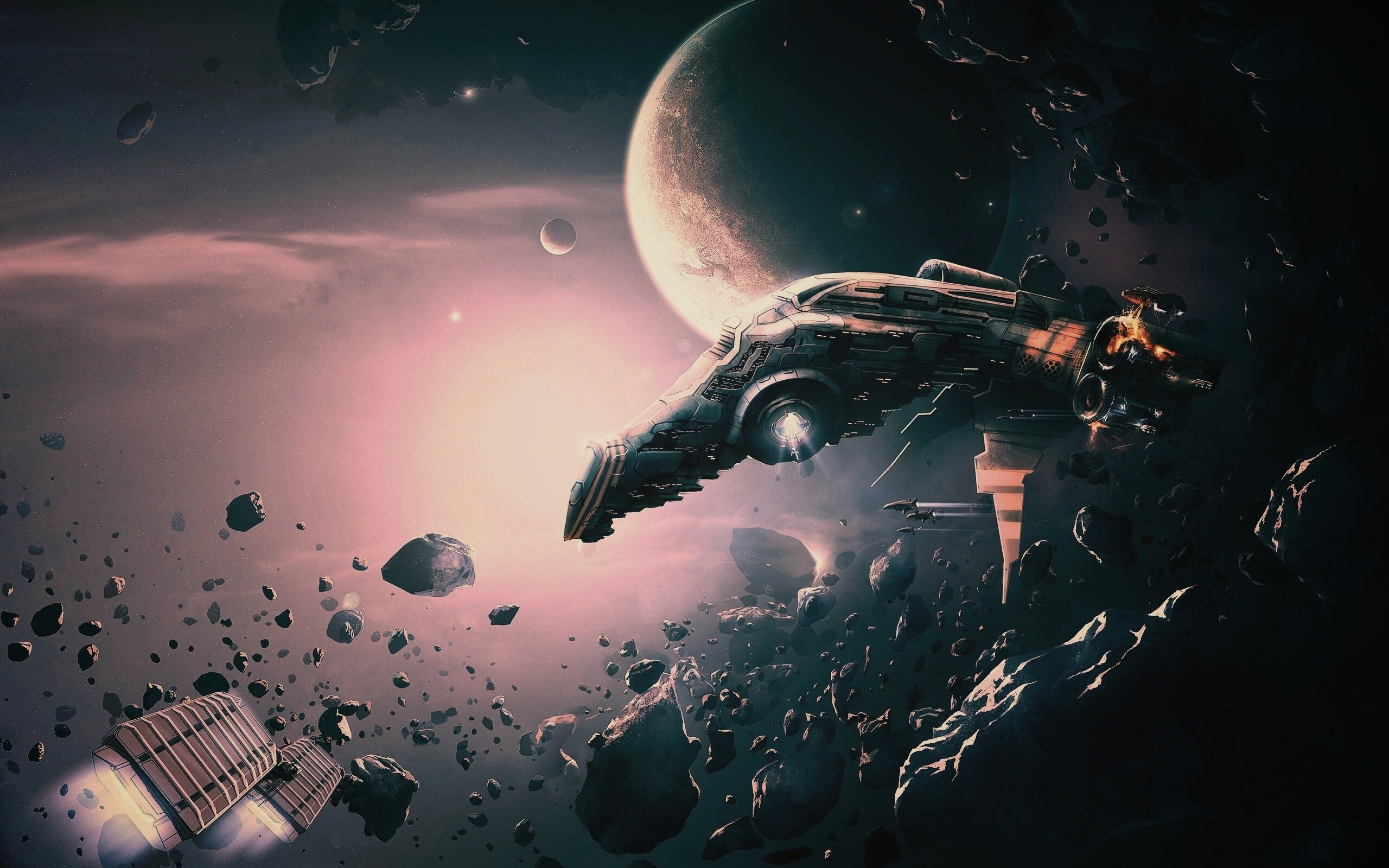Космические корабли в поясе метеоритов обои