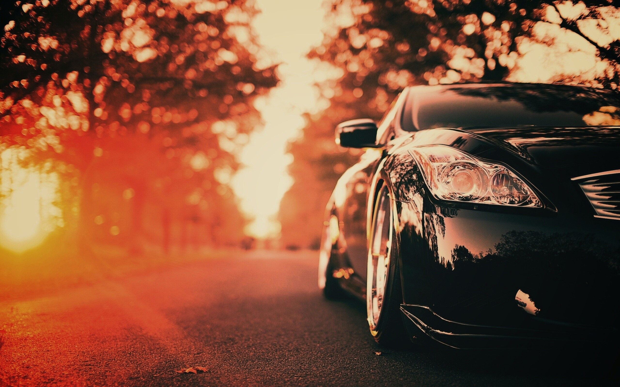 Автомобиль на закате обои