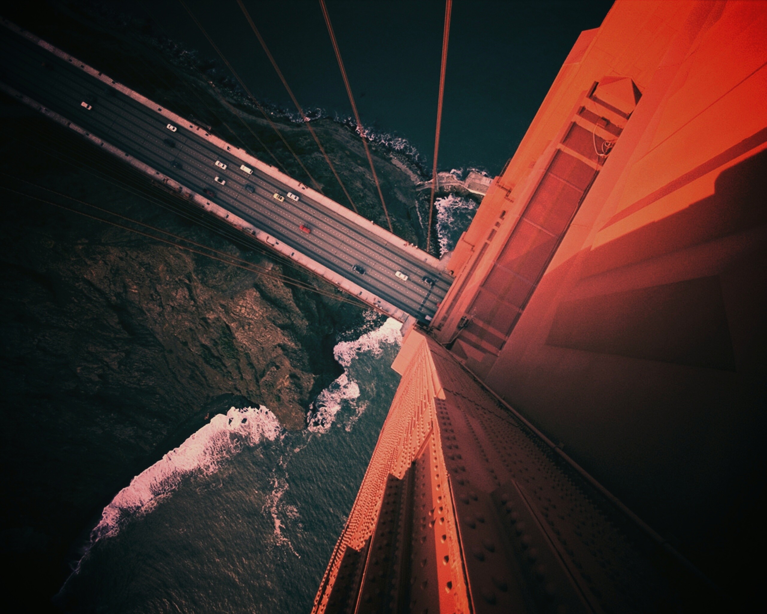 Вид в с пролета моста Золотые Ворота обои