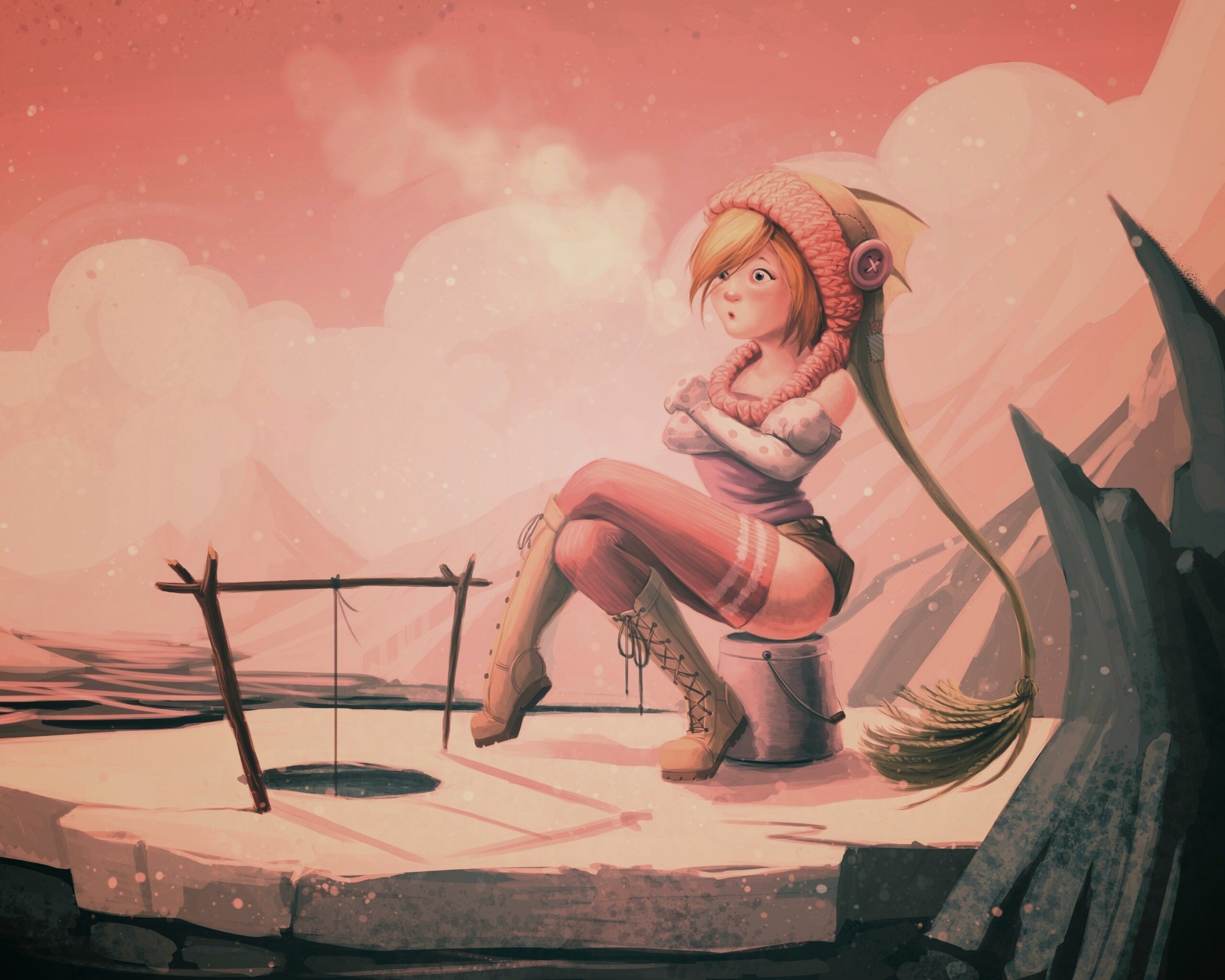 Тяготы зимней рыбалки обои