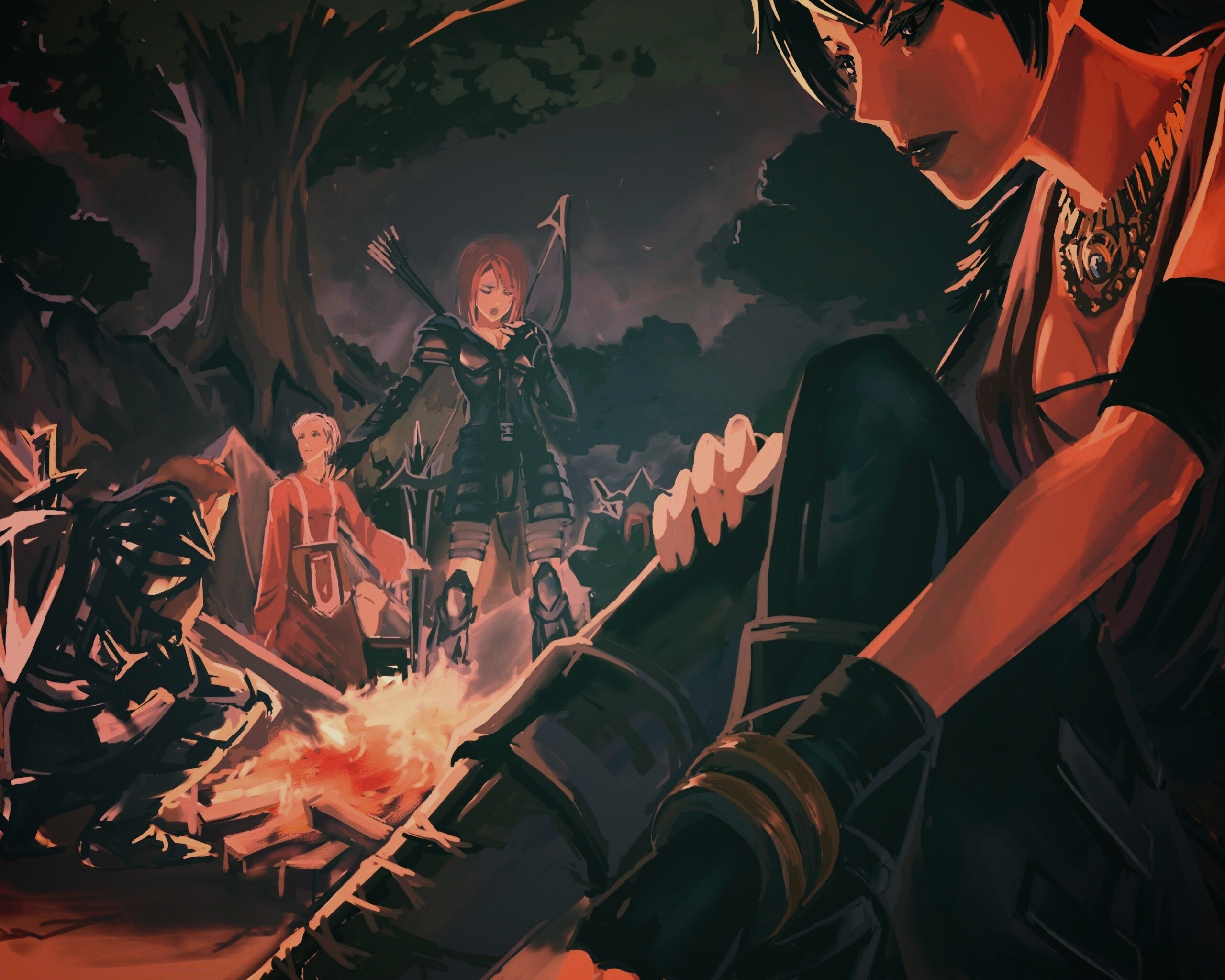 Рисунок Морриган в лагере обои