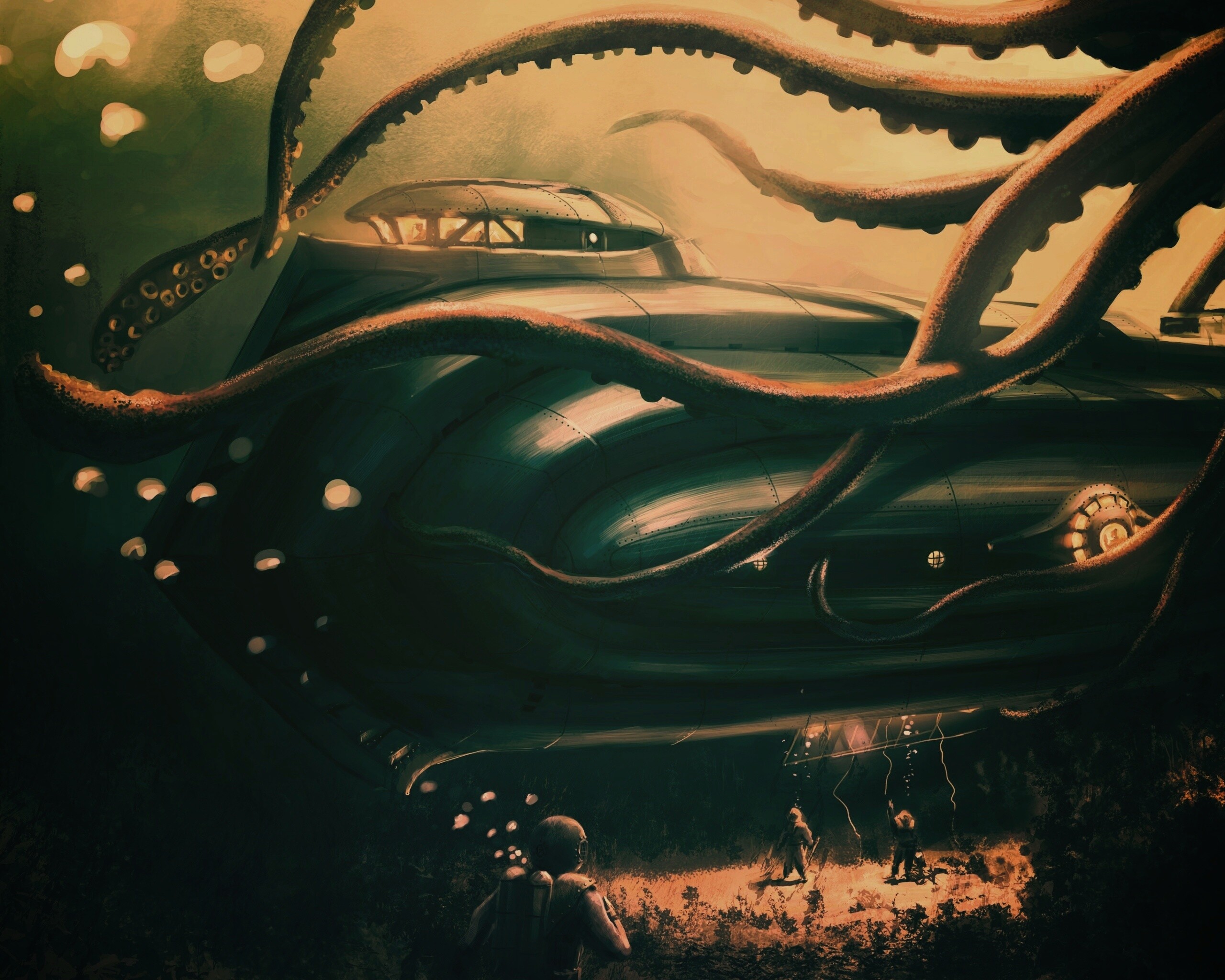 Наутилус в плену щупалец обои