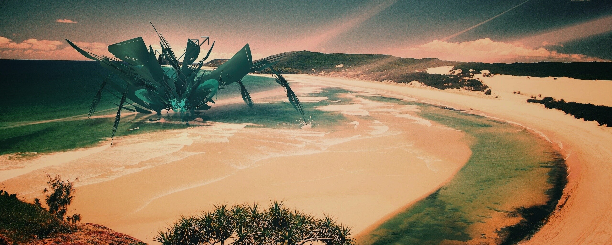 Робот на побережье обои