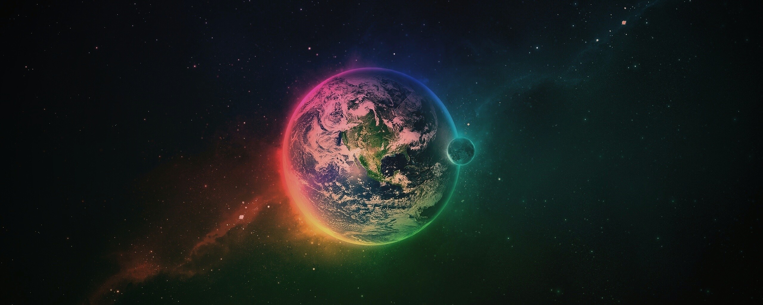 Земля в радужном ореоле обои